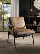 Berham chestnut top grain leather & matt iron finish base accent chair main photo
