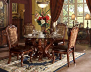 Dresden RD (Cherry) Cherry oak & clear glass dining table with pedestal
