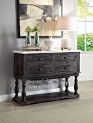 Rectangular server with white marble top & weathered espresso base