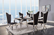 Fabiola III Stainless steel & black glass dining table