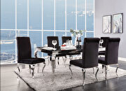 Black glass top / stainless steel dining table main photo
