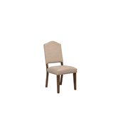 Khaki linen & antique oak finish side chair