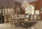 Vendome (Gold) Gold patina & bone dining table with double pedestal