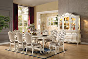Marble & pearl white dining table main photo