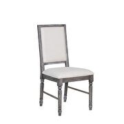 Leventis Cream linen & weathered gray finish side chair
