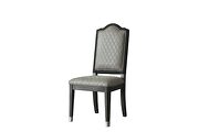Two tone gray fabric upolstery & charcoal finish base dining chair main photo