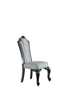 Two tone ivory fabric/ beige pu & charcoal finish dining chair