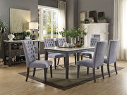 White marble top & gray oak finish dining table main photo