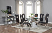 Mirrored, faux diamonds & clear glass dining table main photo