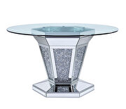 Noralie TC Round glass dining table w/ faux diamond base