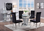 Noralie TC Mirrored, faux diamonds & clear glass dining table