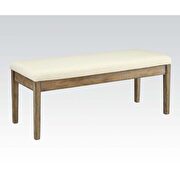 Beige linen & salvage brown bench