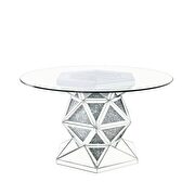 Round glass dining table w/ chrome base