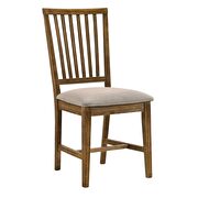 Tan linen & weathered oak side chair