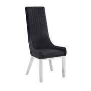 Black pu & stainless steel dining chair