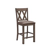 Brown fabric & walnut finish counter height chair