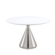 White high gloss & nickel dining table main photo