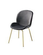 Gray velvet upolstered seat and metal legs dining chair main photo