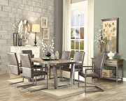 Weathered oak & antique silver finish dining table