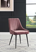 Pink fabric upholstery seat & back cushion dining chair main photo