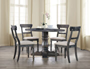 Weathered gray finish pedestal dining table