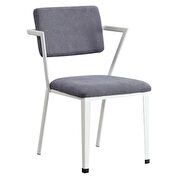 Gray fabric & white finish side chair