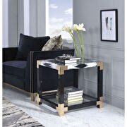 White brushed finish & clear glass end table