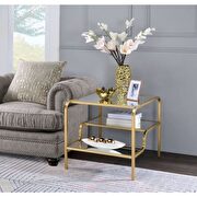 Gold finish & mirror end table main photo