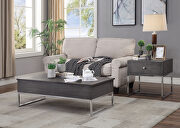 Gray oak & chrome coffee table