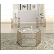 Champagne finish & clear glass coffee table