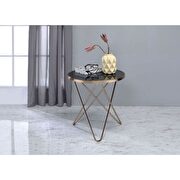 Champagne finish & black glass end table