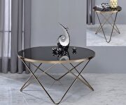 Champagne finish & black glass coffee table