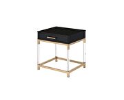 Table top in a rich black and metal frame in gold finish end table