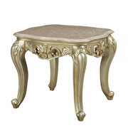 Marble & antique white end table