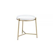 White & gold finish end table main photo