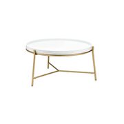 White & gold finish coffee table main photo