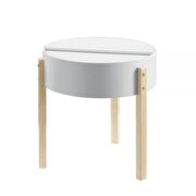 White & natural finish end table main photo