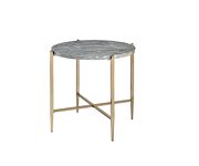 Faux marble top and champagne finish base end table