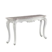 Marble top & white finish base sofa table main photo