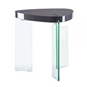 Gray high gloss & clear glass end table