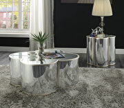 Silver & champagne finish mirrored table top/ base coffee table