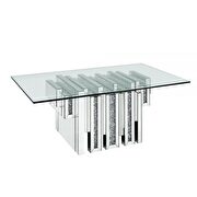 Clear glass top / geometric mirrored base coffee table