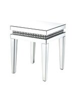 Decorative faux crystals reflective surface end table
