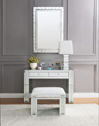Mirrored & faux crystals vanity desk, stool and mirror main photo