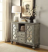 Velika Weathered gray console table w/ glass inlays