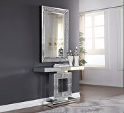 Noralie IV Square glam base faux crystals / mirrored panels side table