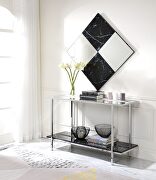 Mirrored faux marble & chrome console table