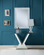 Tempered glass top/ faux diamonds v-shape base accent table main photo