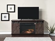 Oak finish tv stand with fireplace main photo