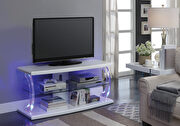 White & clear glass led tv stand main photo